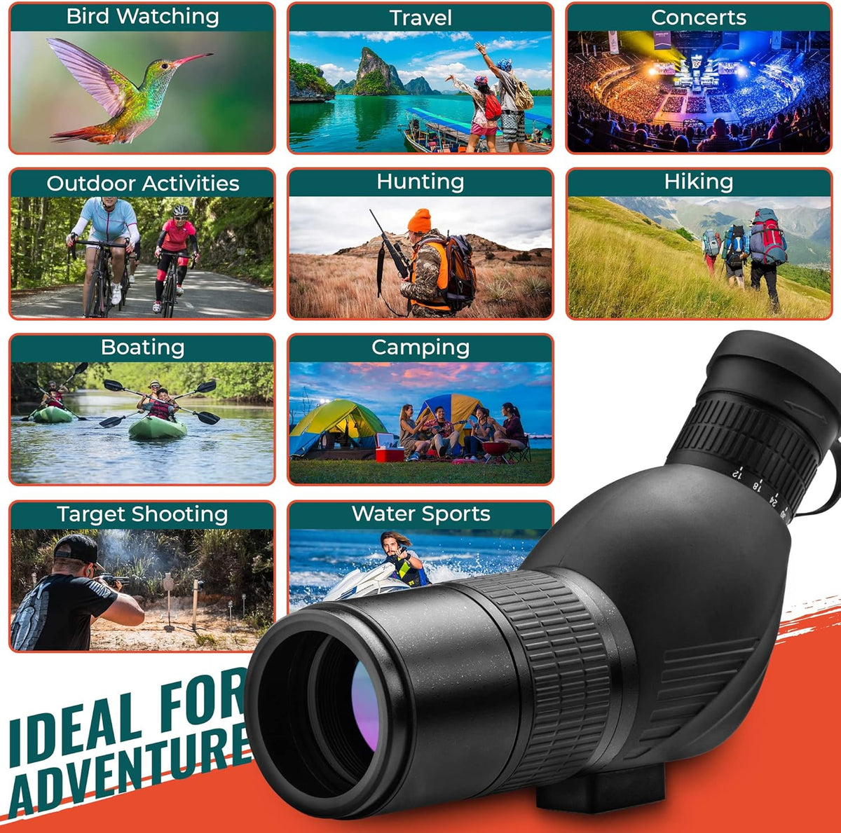 12-36x50 High Definition Spotting Scope with Tripod & Carrying Case S957