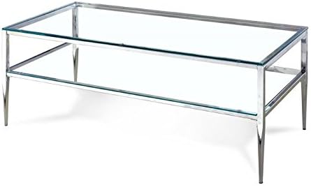 Chrome Rectangular Metal 1-Shelf Coffee Table O22172