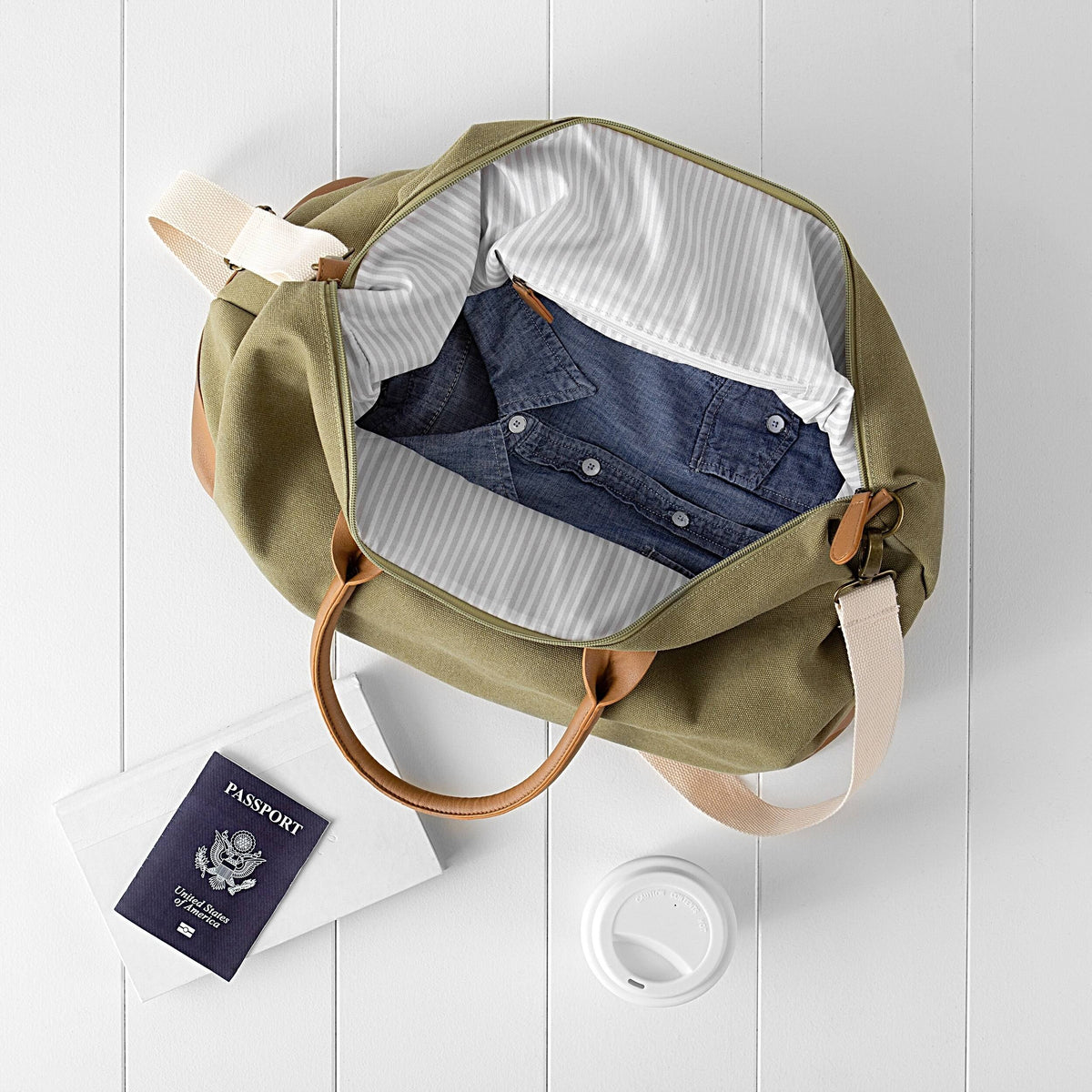 Green Washed Canvas Weekender P679