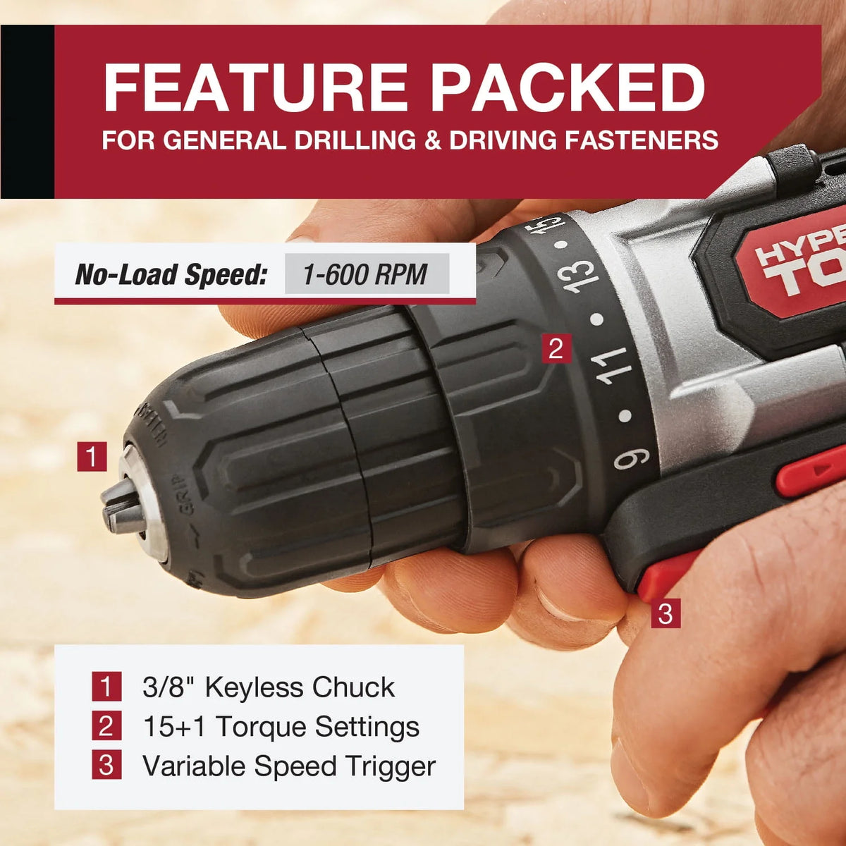 3/8 inch Cordless Drill and 70-Piece Home Tool Set K3955