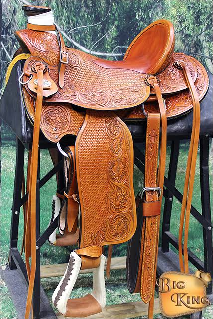 Beige Leather Ranch Roping Saddle K4314