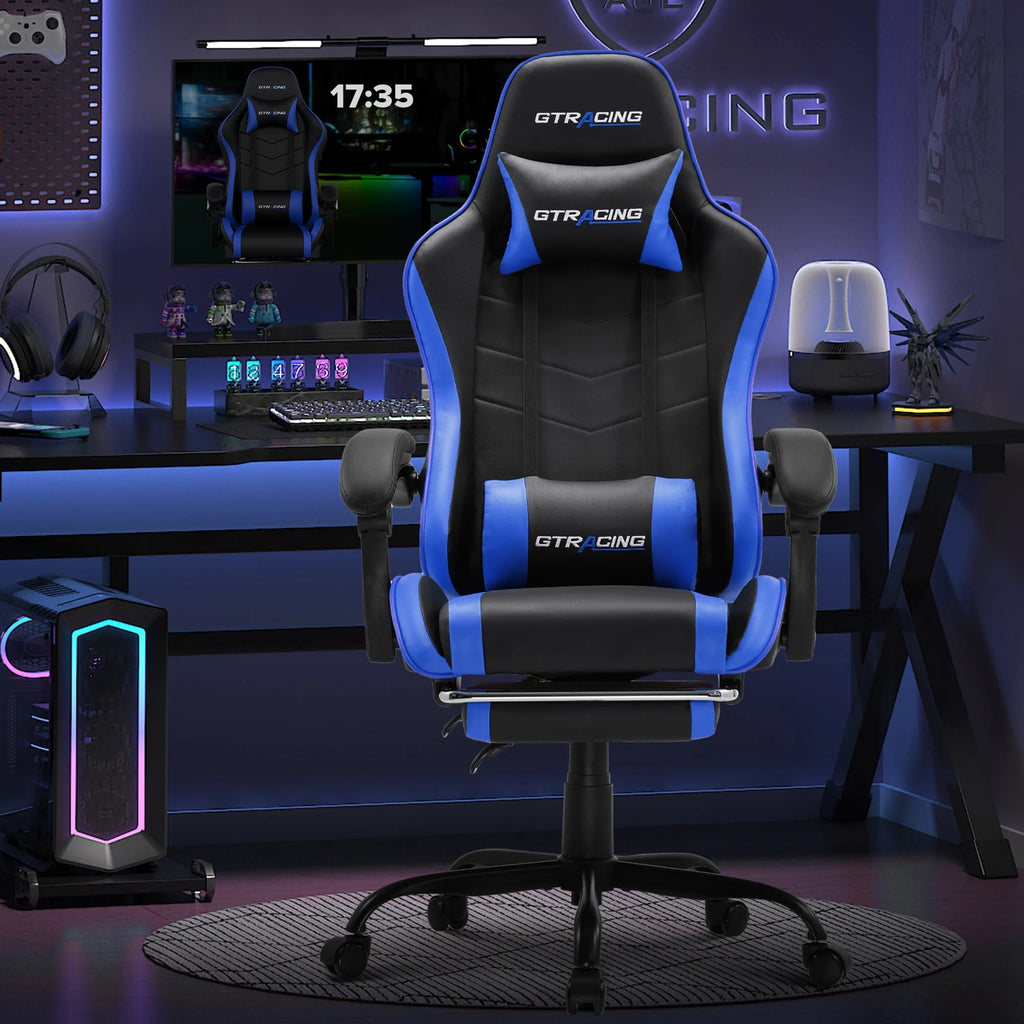 White Gaming Chair with Footrest K450278