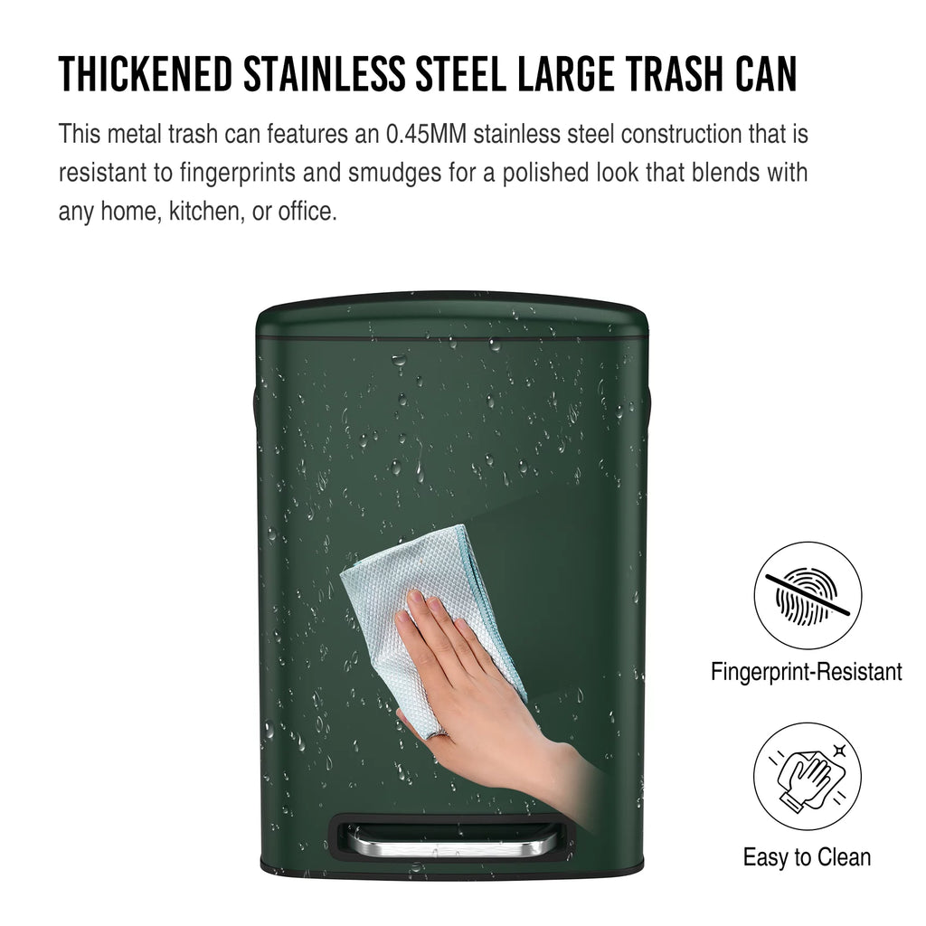 13 Gallon 50L Stainless Steel Trash Can with Lid Q325