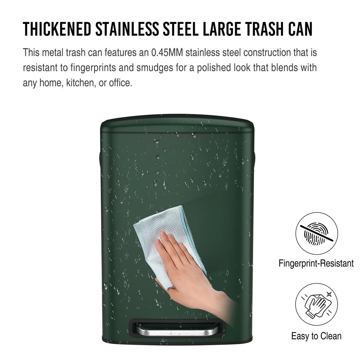 13 Gallon 50L Stainless Steel Trash Can with Lid Q325