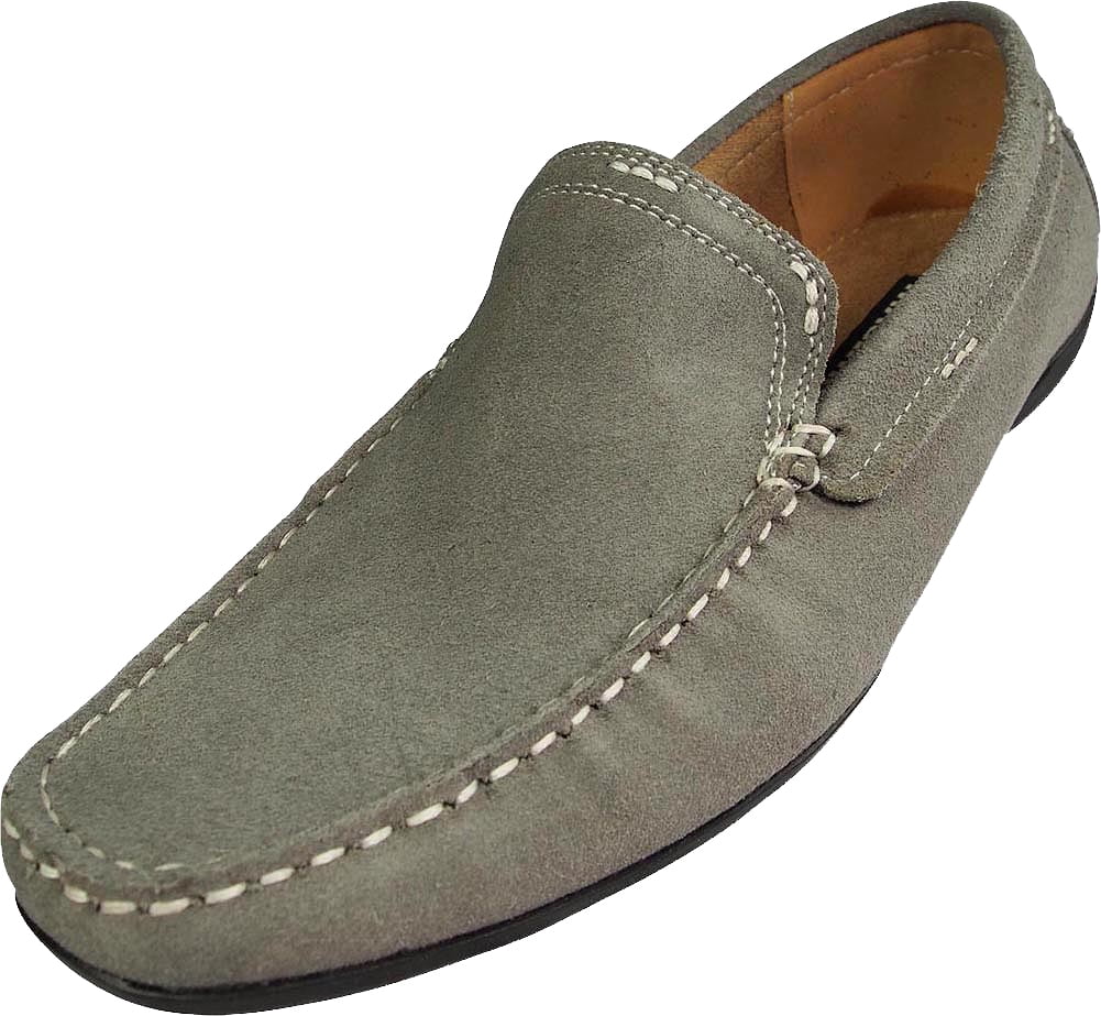 Leather Slip on Loafers Grey U7296