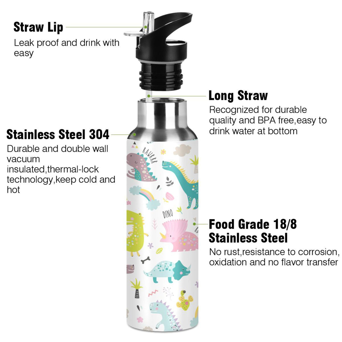 Stainless Steel Insulated Water Bottle with Straw Lid C297561