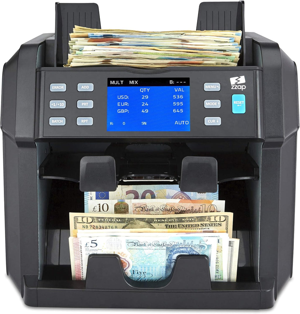 Mixed Denomination Bill Counter 2 Pocket Sorter Counterfeit Detector Y449055