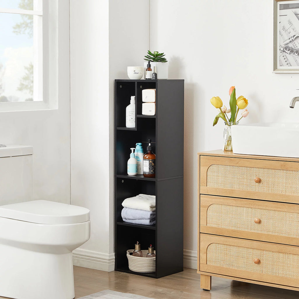Black 3-Tier Wood Bookcase Set of 2 J4251