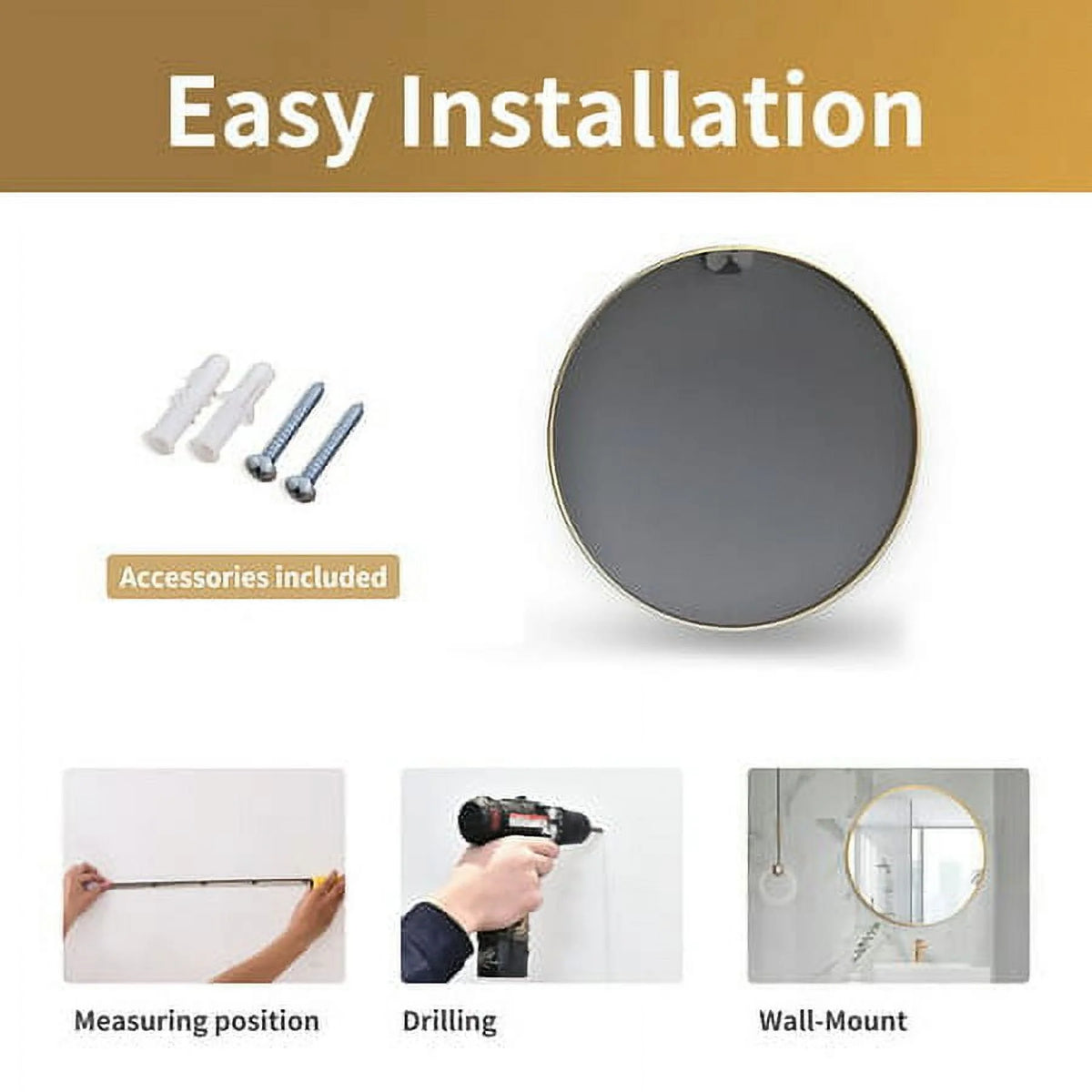 24 Round Wall Mounted Mirror A70980