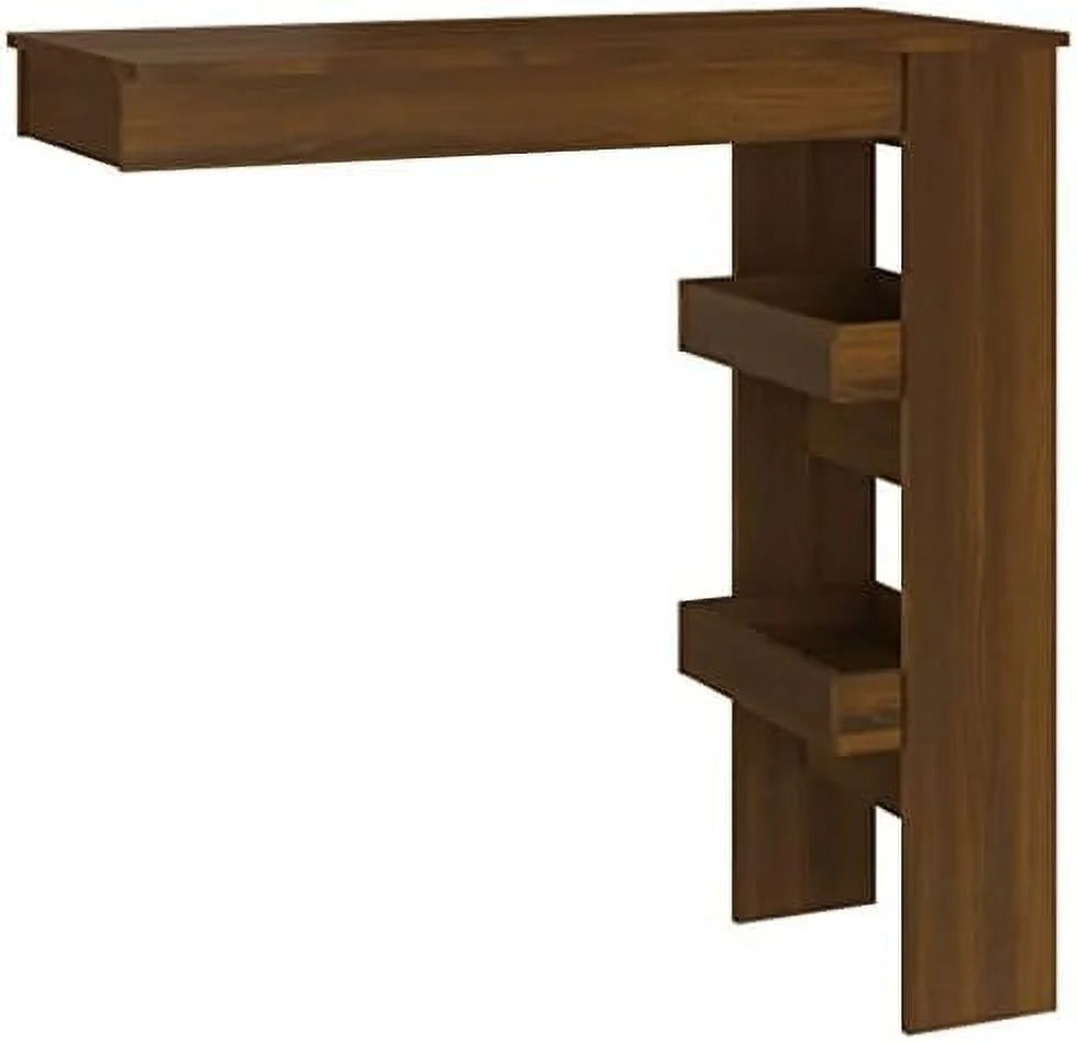Black Engineered Wood Wall Table with Compartments E368