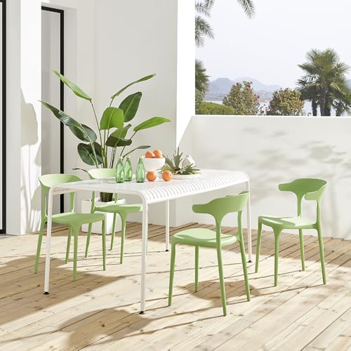 Stackable Plastic Dining Chair Set of 4 Charcoal Gray D5301