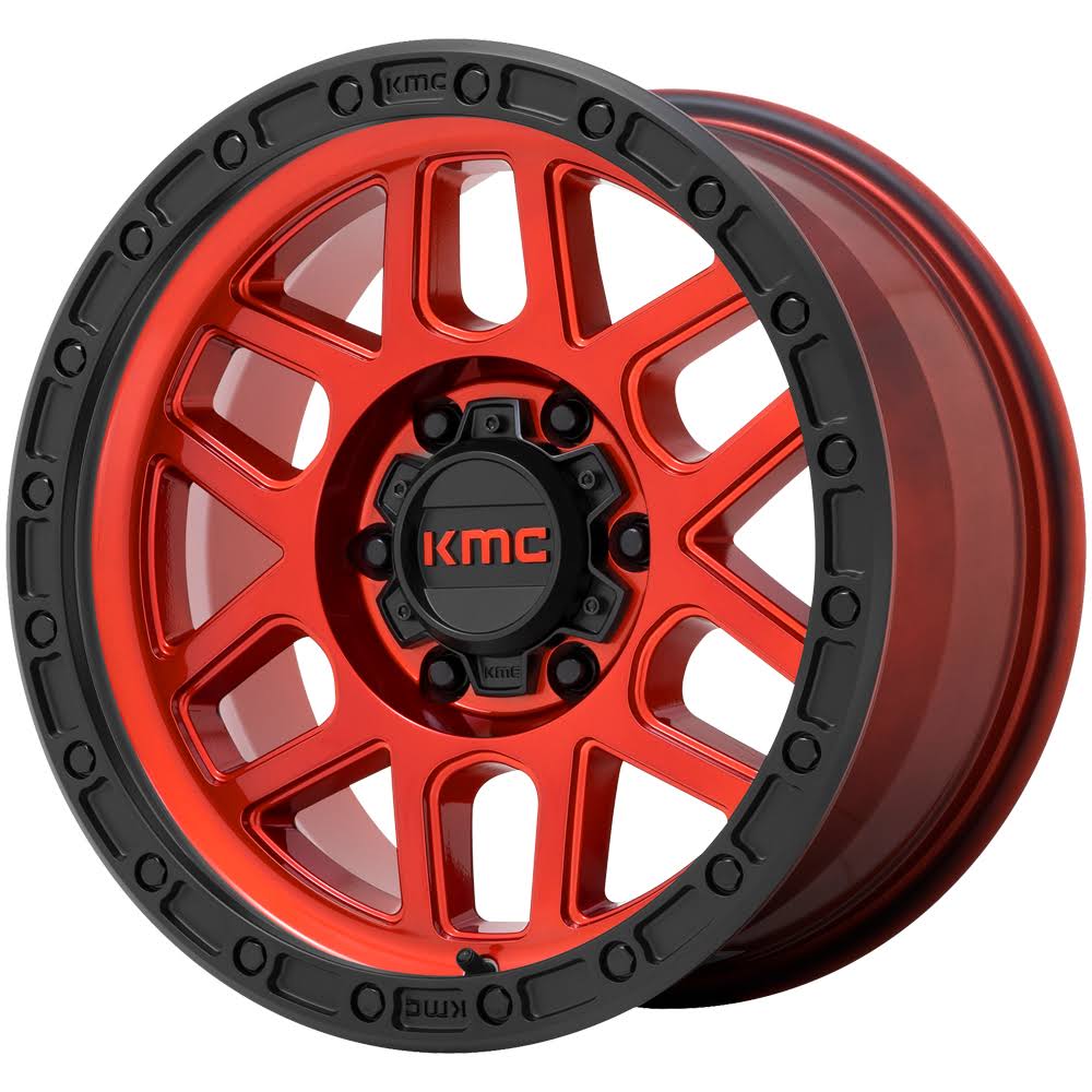 17x9 6x139.7 -12mm Candy Red with Black Lip Wheel N6806