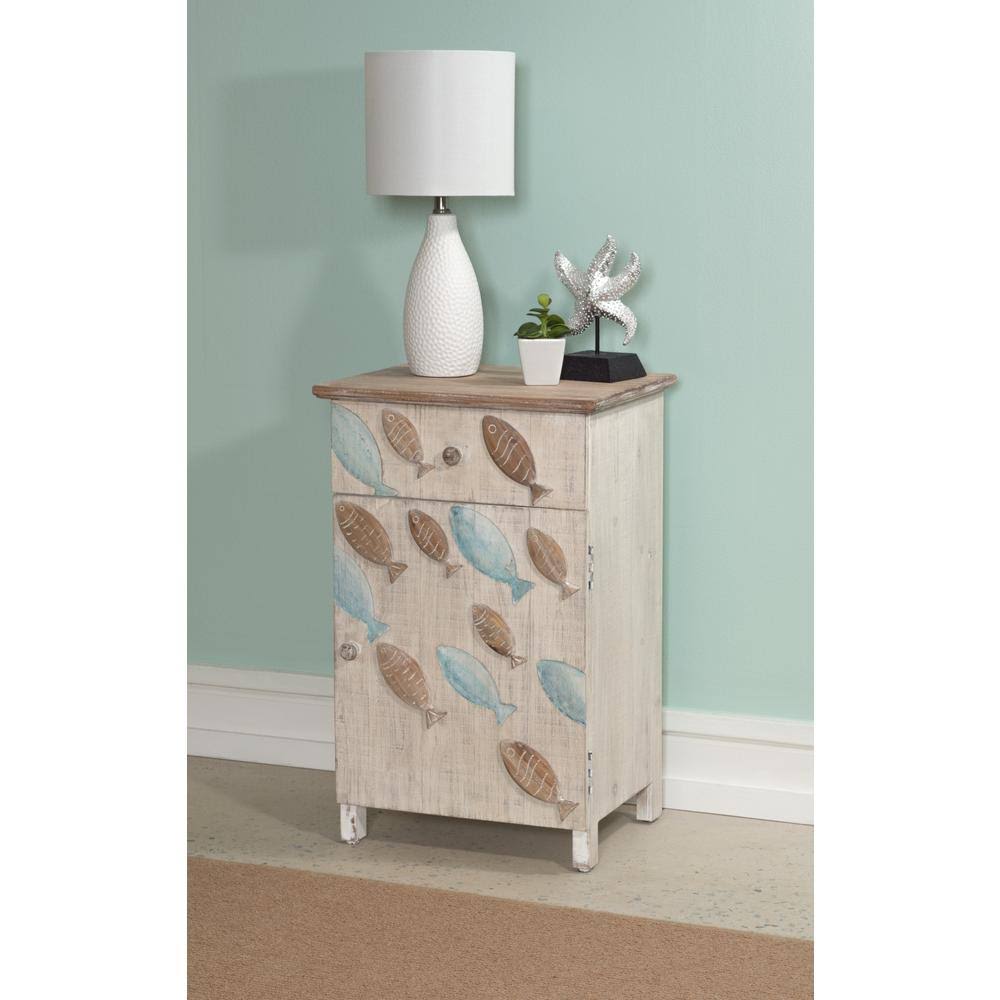 White Fish Storage Side End Table Q775738