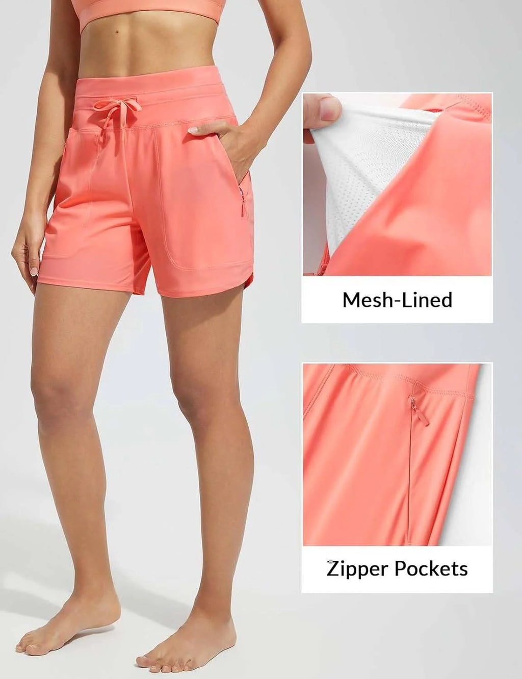 High-Waisted Quick-Dry Swim Shorts D821
