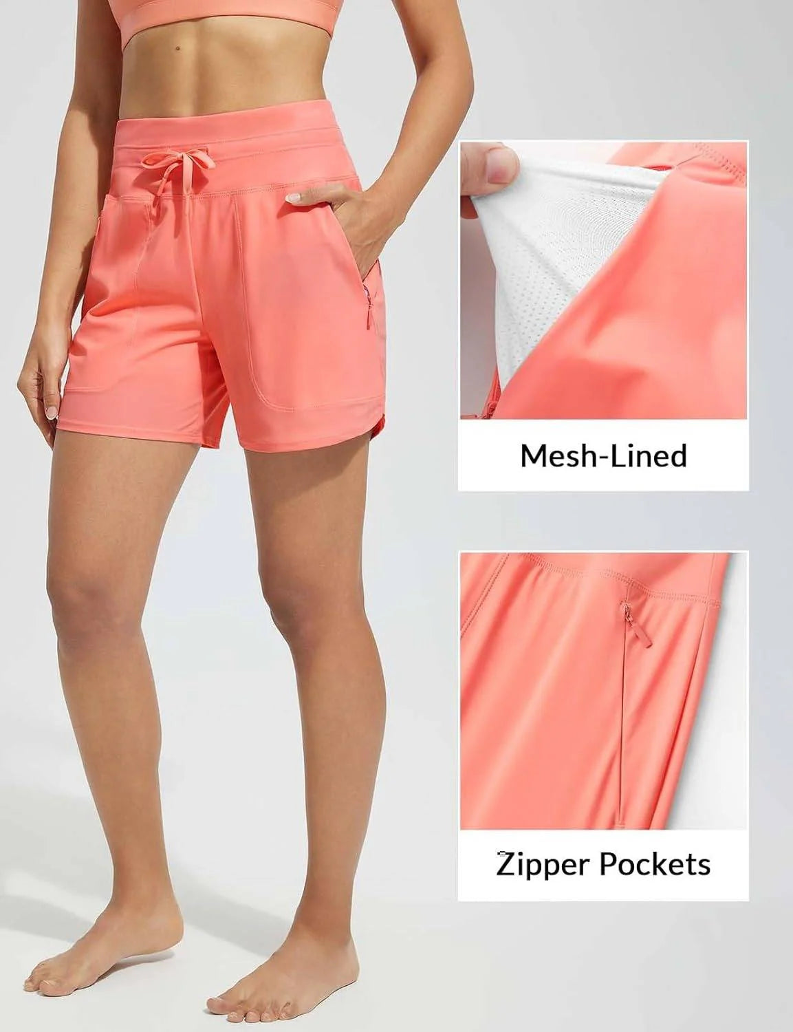 High-Waisted Quick-Dry Swim Shorts D821
