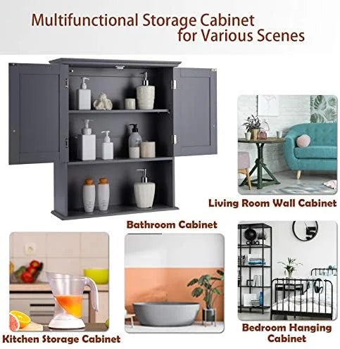 Wall Mounted Bathroom Cabinet with Double Doors L375