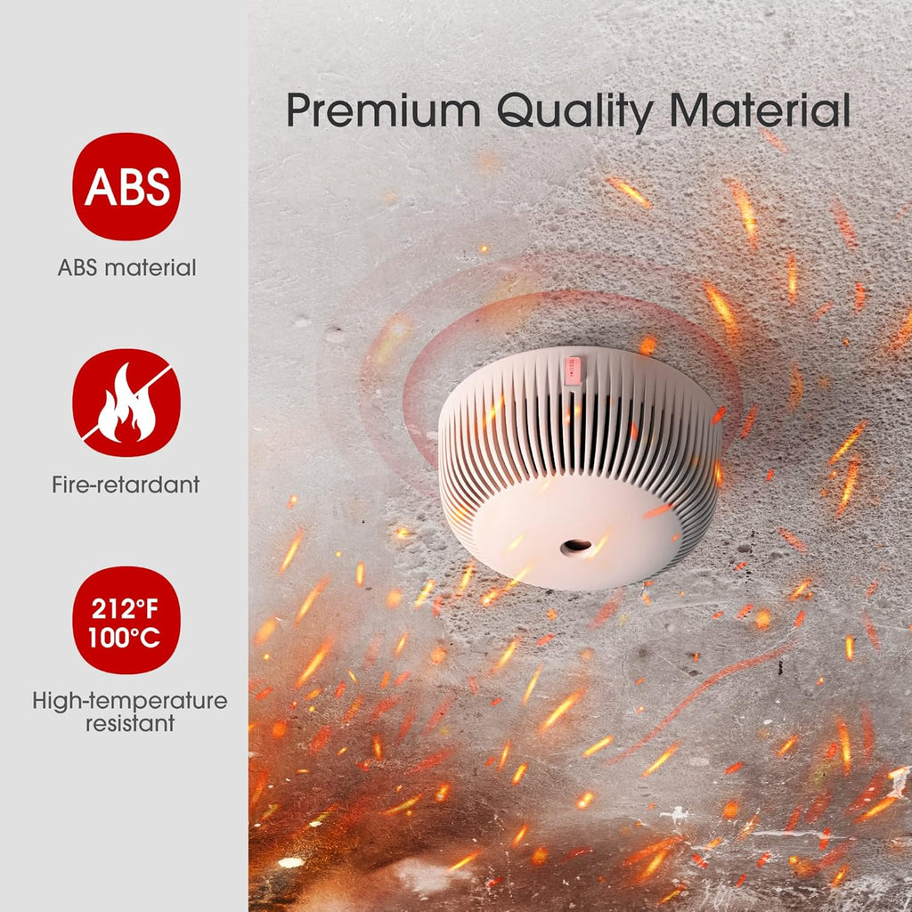 Mini Smoke Detector with 10-Year Battery, Photoelectric Sensor, Pack of 6 A447461