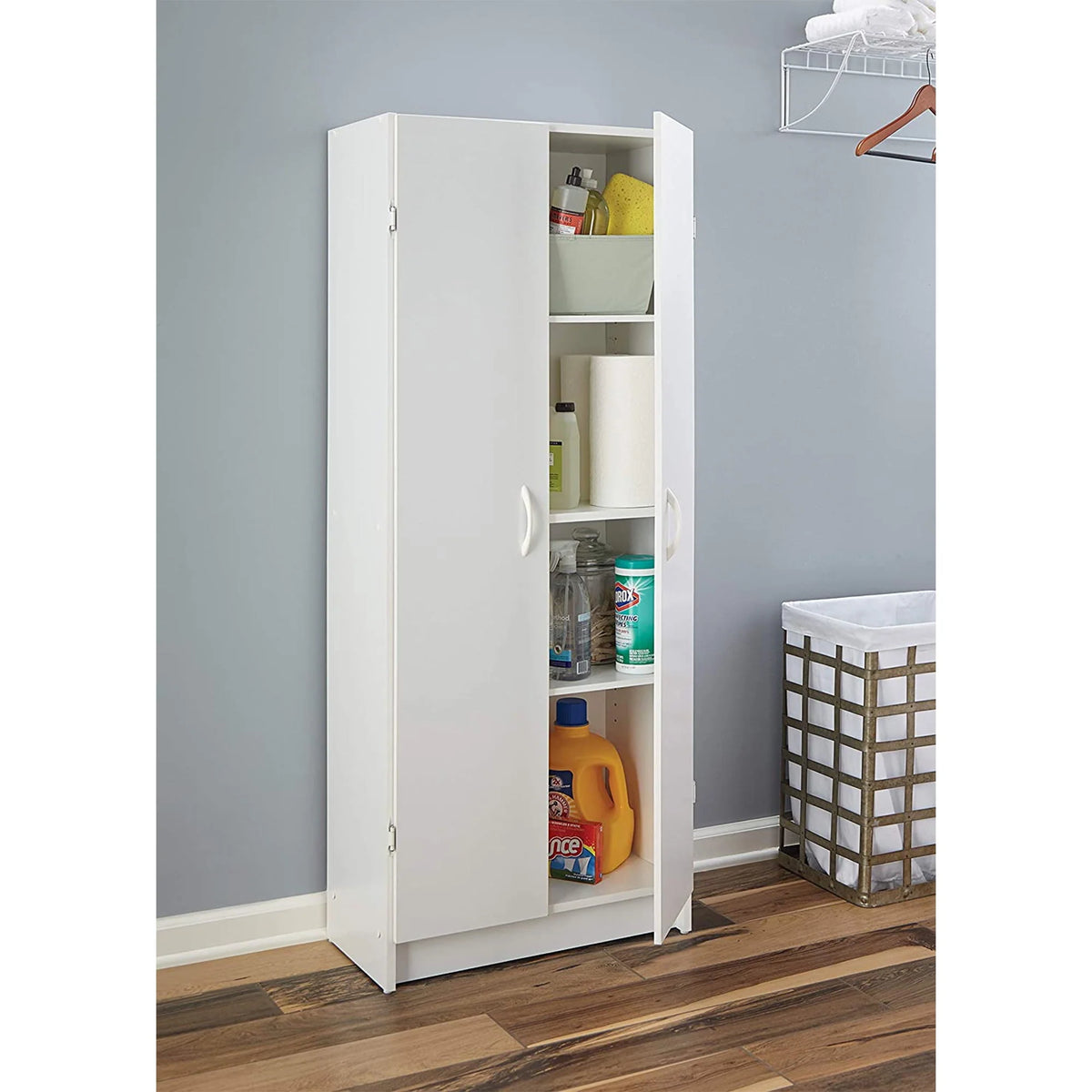 Adjustable 4 Shelf Pantry Cabinet, White S583793