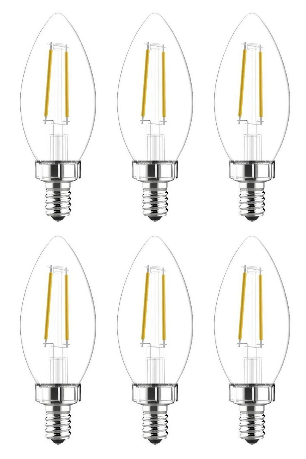 6 Bulbs Clear Dimmable LED Chandelier Light Bulb F1573