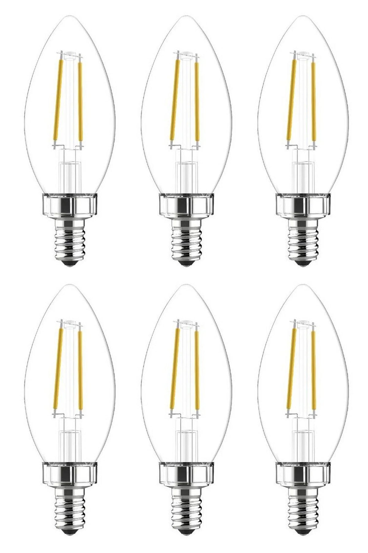 6 Bulbs Clear Dimmable LED Chandelier Light Bulb F1573