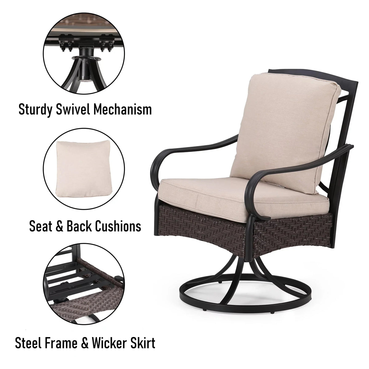 5-Piece Wicker Patio Conversation Set with Fire Pit Table G756204
