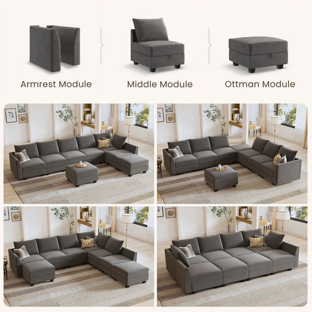 Pearl Grey Convertible Sleeper Sofa with Storage G71966