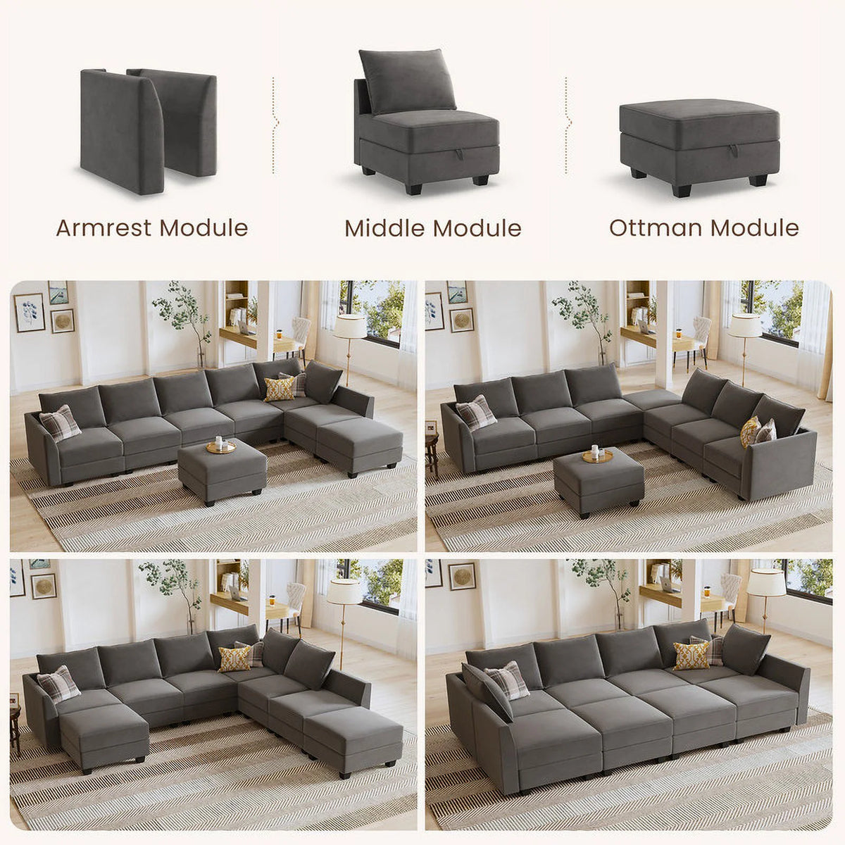 Pearl Grey Convertible Sleeper Sofa with Storage G71966