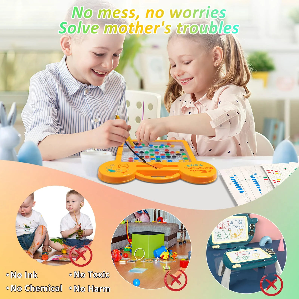 Magnetic Dots Board Montessori Educational Preschool Toy Doodle Board 9x8" with Magnetic Beads L670181