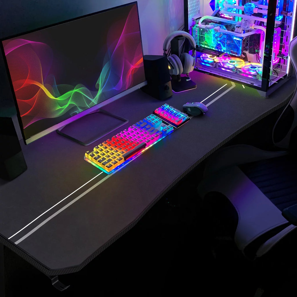 Black Gaming Computer Desk with Cup Holder and Headphone Hook M728713