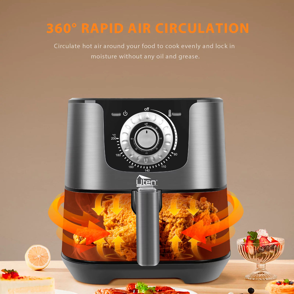 5.8 Quart 1700W 8-in-1 Non-Stick Air Fryer L90067
