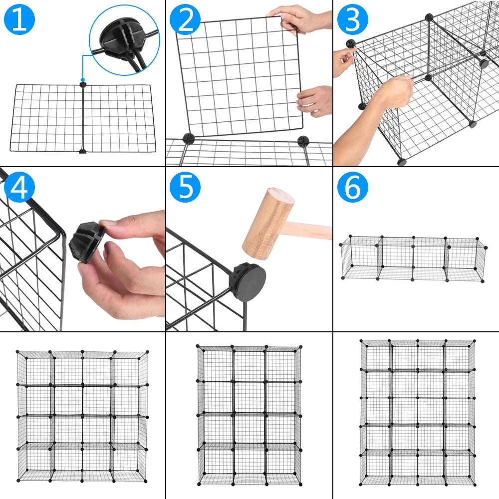 Black Metal 20-Cube Organizer Shelves L339915