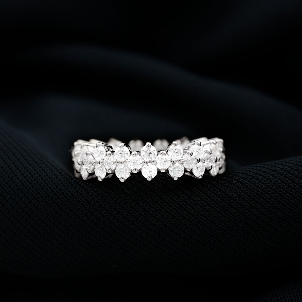 1.75 CT Moissanite Floral Band Ring, 925 Sterling Silver, US 4.00 Y82883