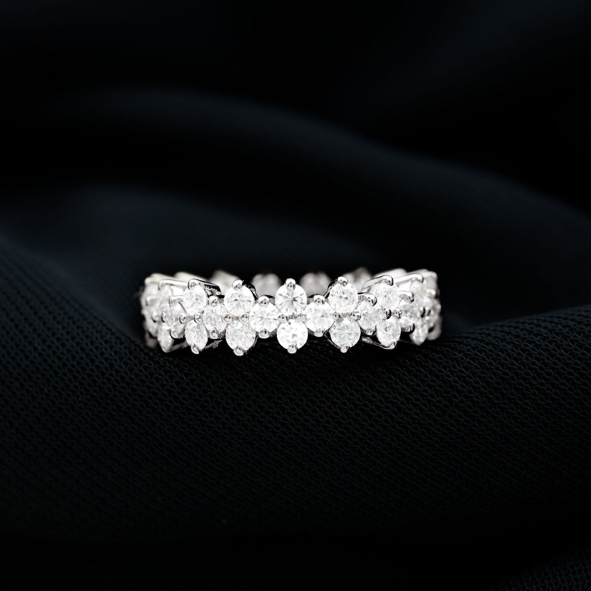 1.75 CT Moissanite Floral Band Ring, 925 Sterling Silver, US 4.00 Y82883