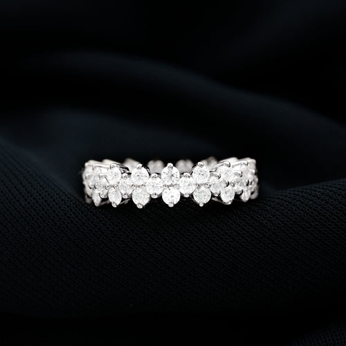 1.75 CT Moissanite Floral Band Ring, 925 Sterling Silver, US 4.00 Y82883