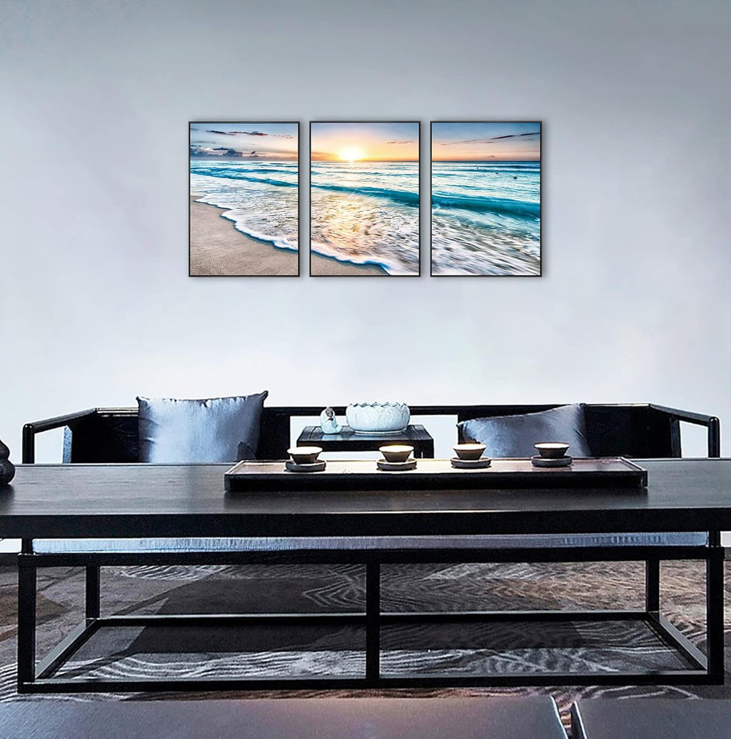3 Pcs Framed 12x16 Beach Canvas Wall Art K5746
