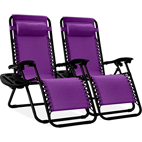 Set of 2 Black Adjustable Steel Mesh Zero Gravity Lounge Chair Recliners M302875