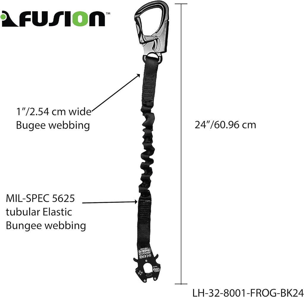2Ft Elastic Bungee Lanyard with Snap Hook, Black, 24 Inches H615