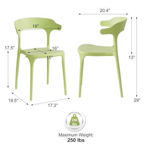 Stackable Plastic Dining Chair Set of 4 Charcoal Gray D5301
