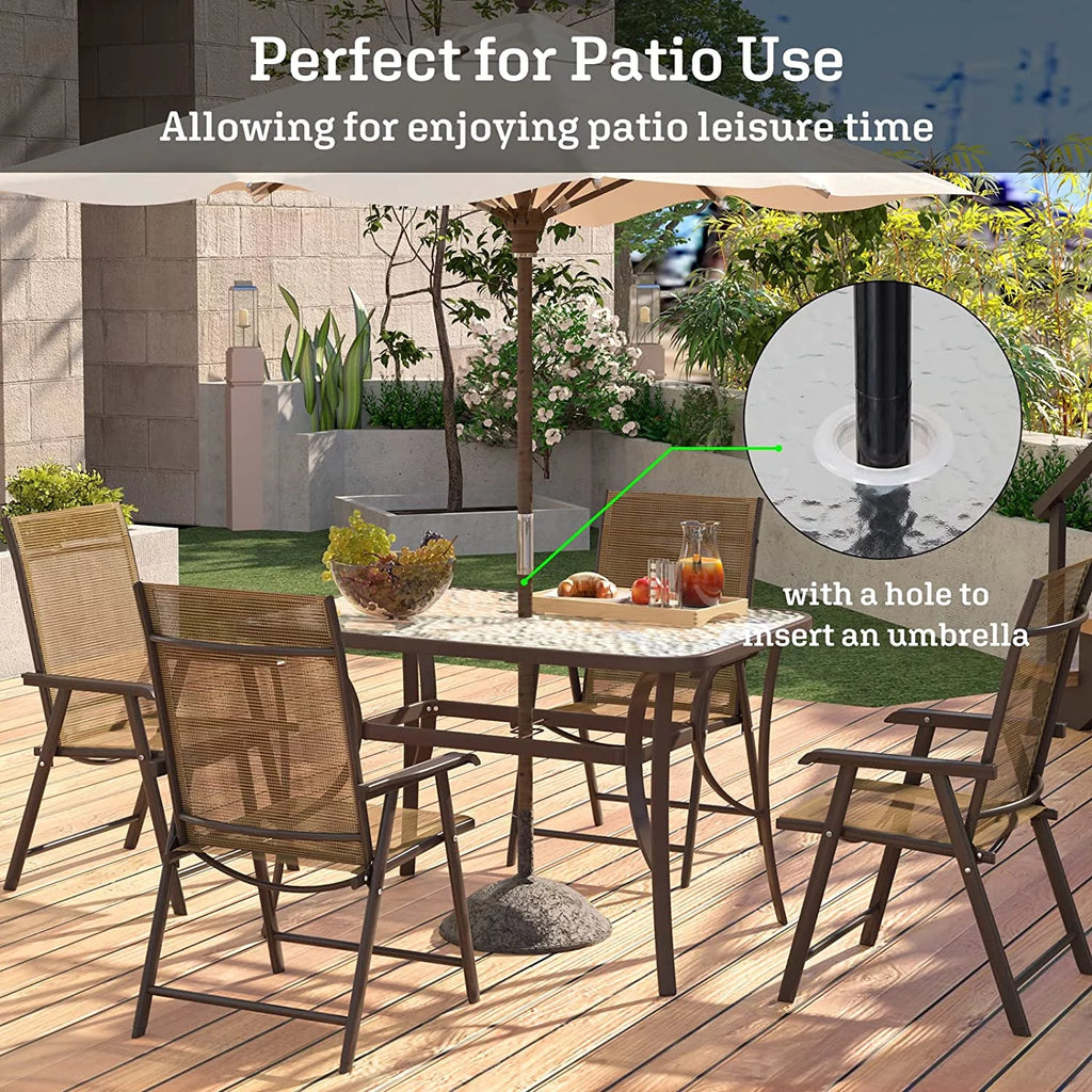 Black 47 inch Tempered Glass Patio Dining Table F132