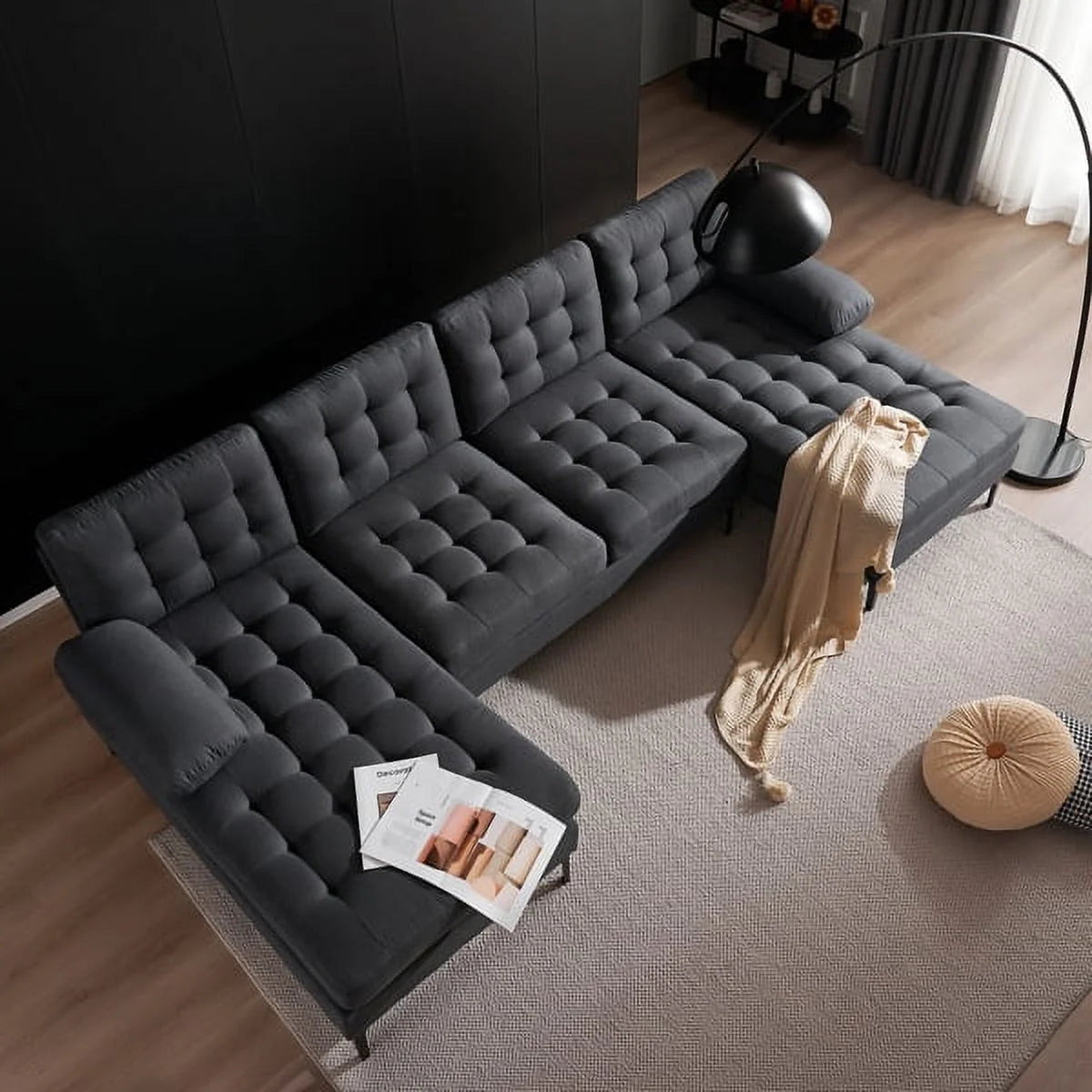 U-shaped Sectional Sofa Dark Gray U8581