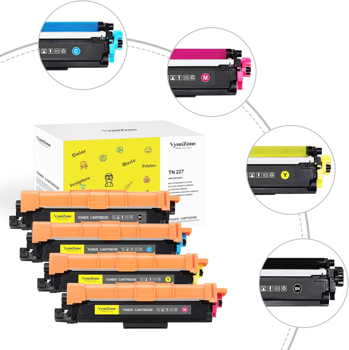 Toner Cartridge 4 Pack Black Cyan Magenta Yellow T919