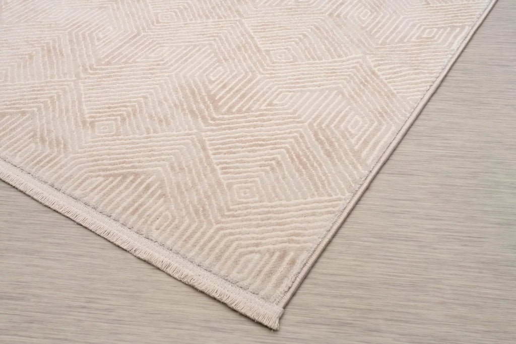 Cream 8x10 Geometric Pattern Indoor Area Rug I56773