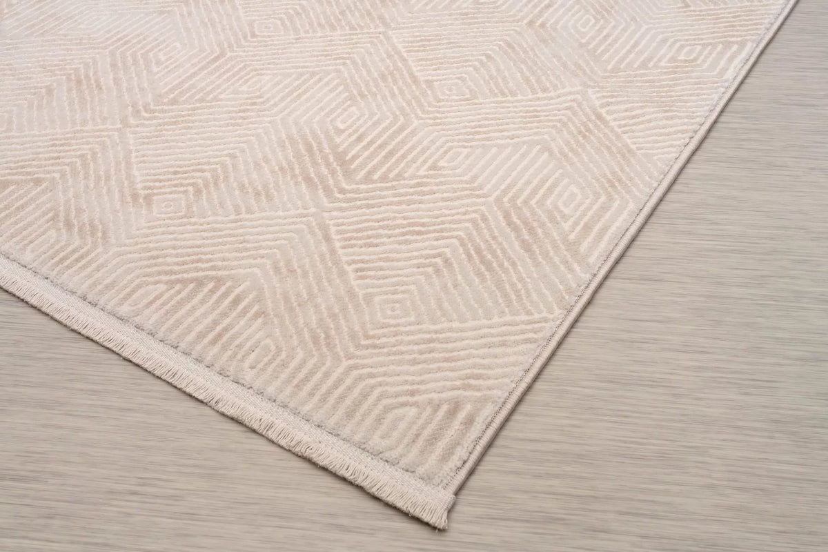 Cream 8x10 Geometric Pattern Indoor Area Rug I56773