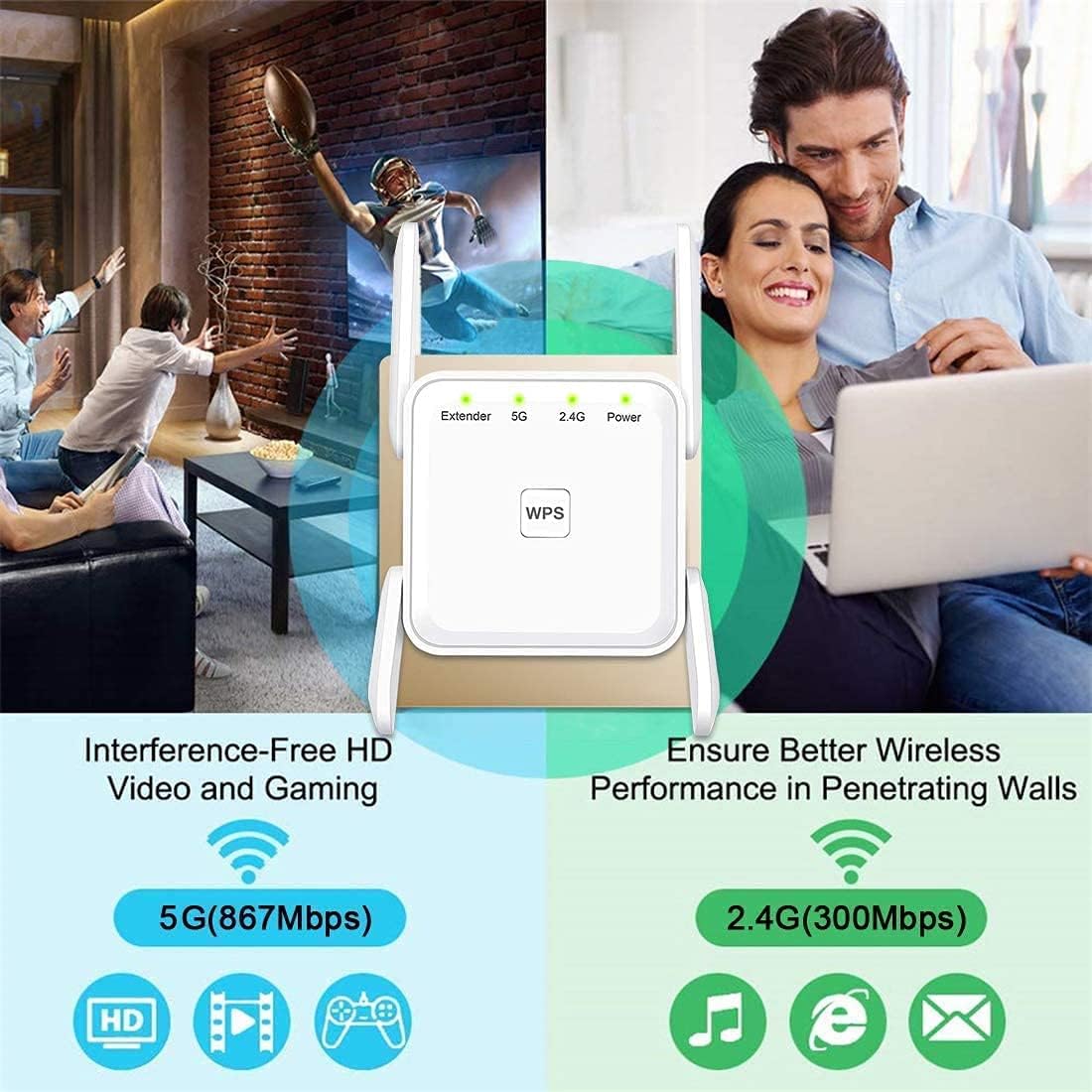 WiFi Extender 1200Mbps Pack of 2 with Ethernet Port V86451