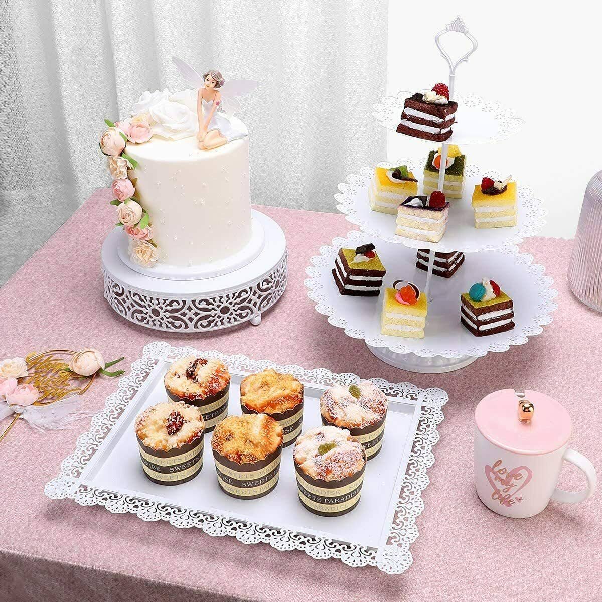 White Metal 3 Piece Cake Stand Set A84157