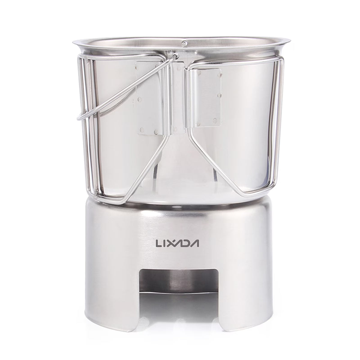 Stainless Steel Camping Cookware Pot and Wood Stove Set L7647
