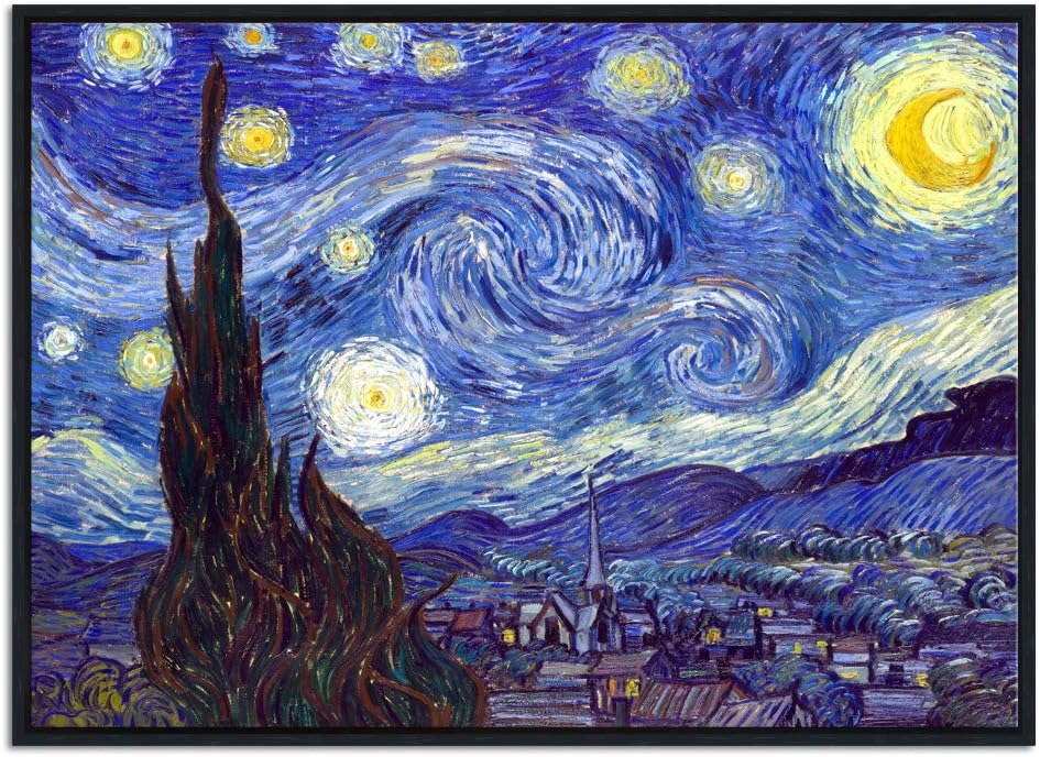 Framed Wall Art Canvas Prints of Starry Night Paintings Reproduction Black Frame Z472