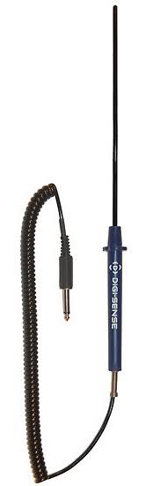 Thermistor Probe, PFA Coated, 10 inch L x 0.2 inch Dia, 5 Feet Cable, 1/4 inch Phono Plug M92276