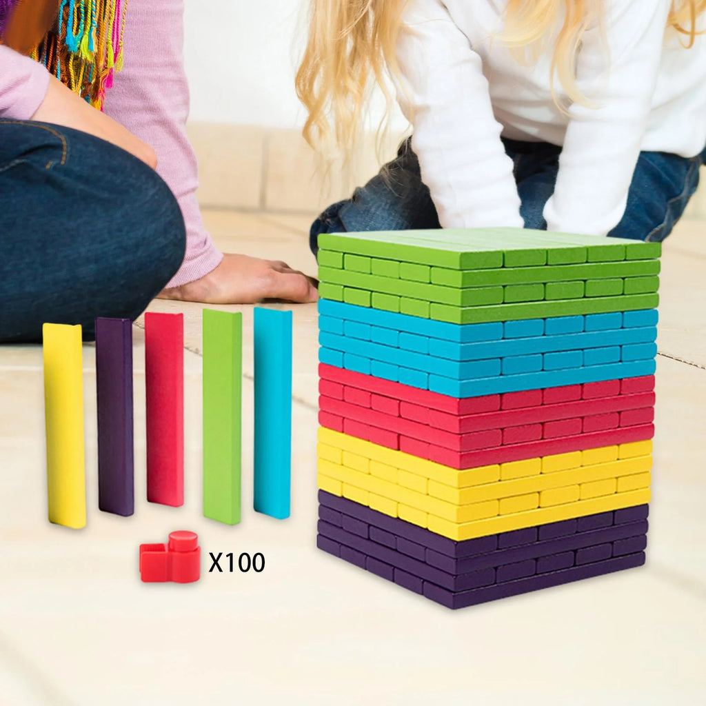 100 Pieces Wooden Stacking Blocks Building Kits Board Game G300