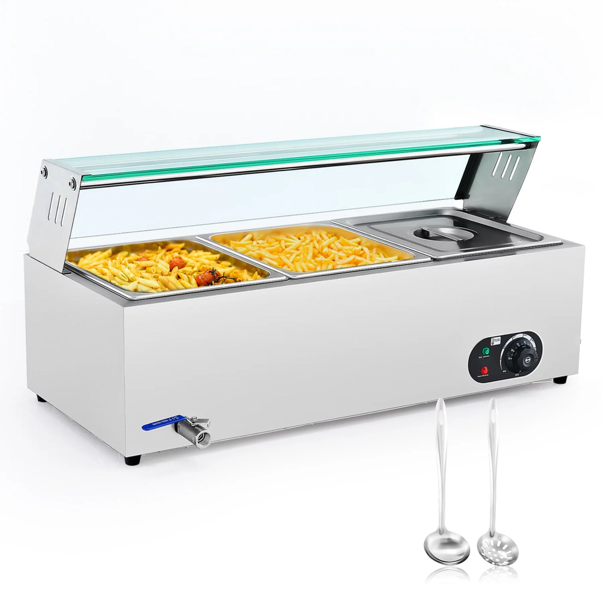 3 Pan Food Warmer Buffet Server with Glass Shelf S425371